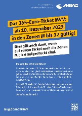 365-Euro-Ticket MVV jetzt in den Tarifzonen M bis 12 – Infoplakat zum Download hier