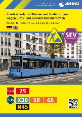 Infoheft Tram 25 / Bus X30, 58/68, N45