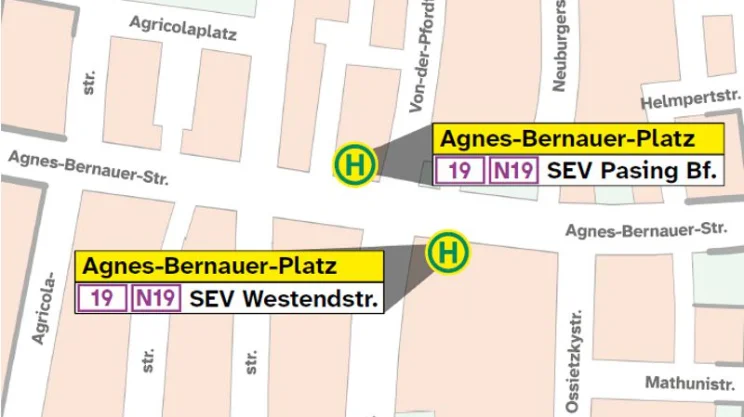 Grafische Haltestellenübersicht Agnes-Bernauer-Platz