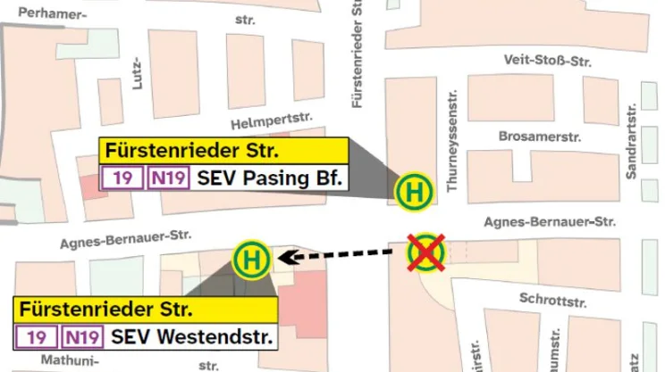 Grafische Haltestellenübersicht Fürstenrieder Str.