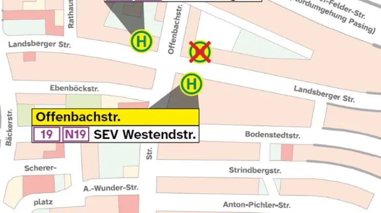 Grafische Haltestellenübersicht Offenbachstr.