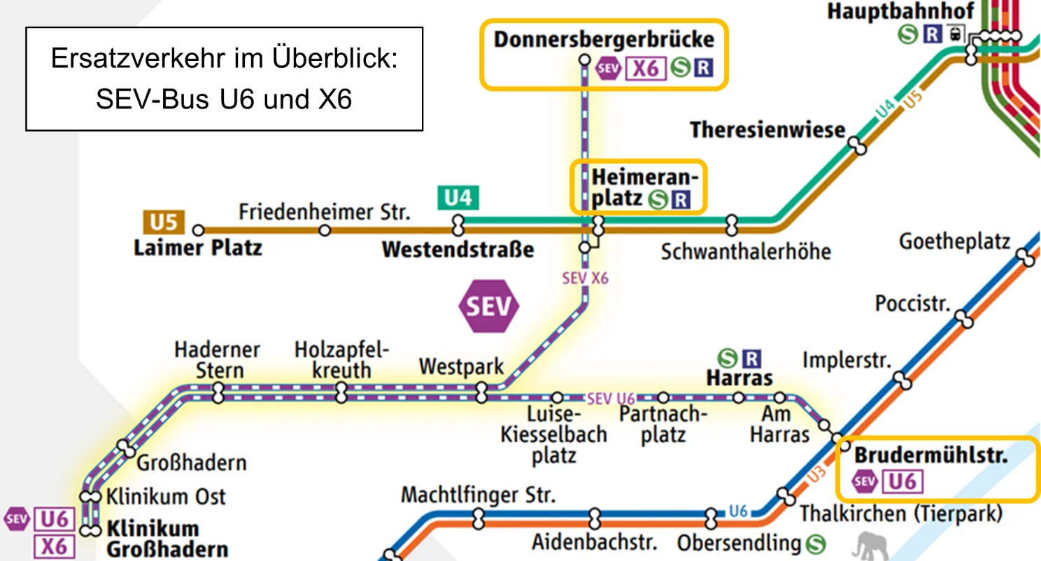 Ersatzverkehr im Überblick: SEV-Bus U6 und X6