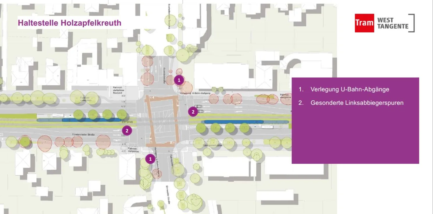 Lageplan der Haltestelle Holzapfelkreuth