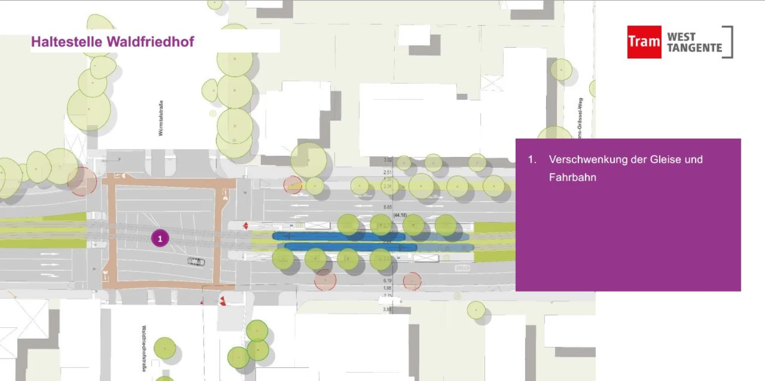 Lageplan der Haltestelle Waldfriedhof