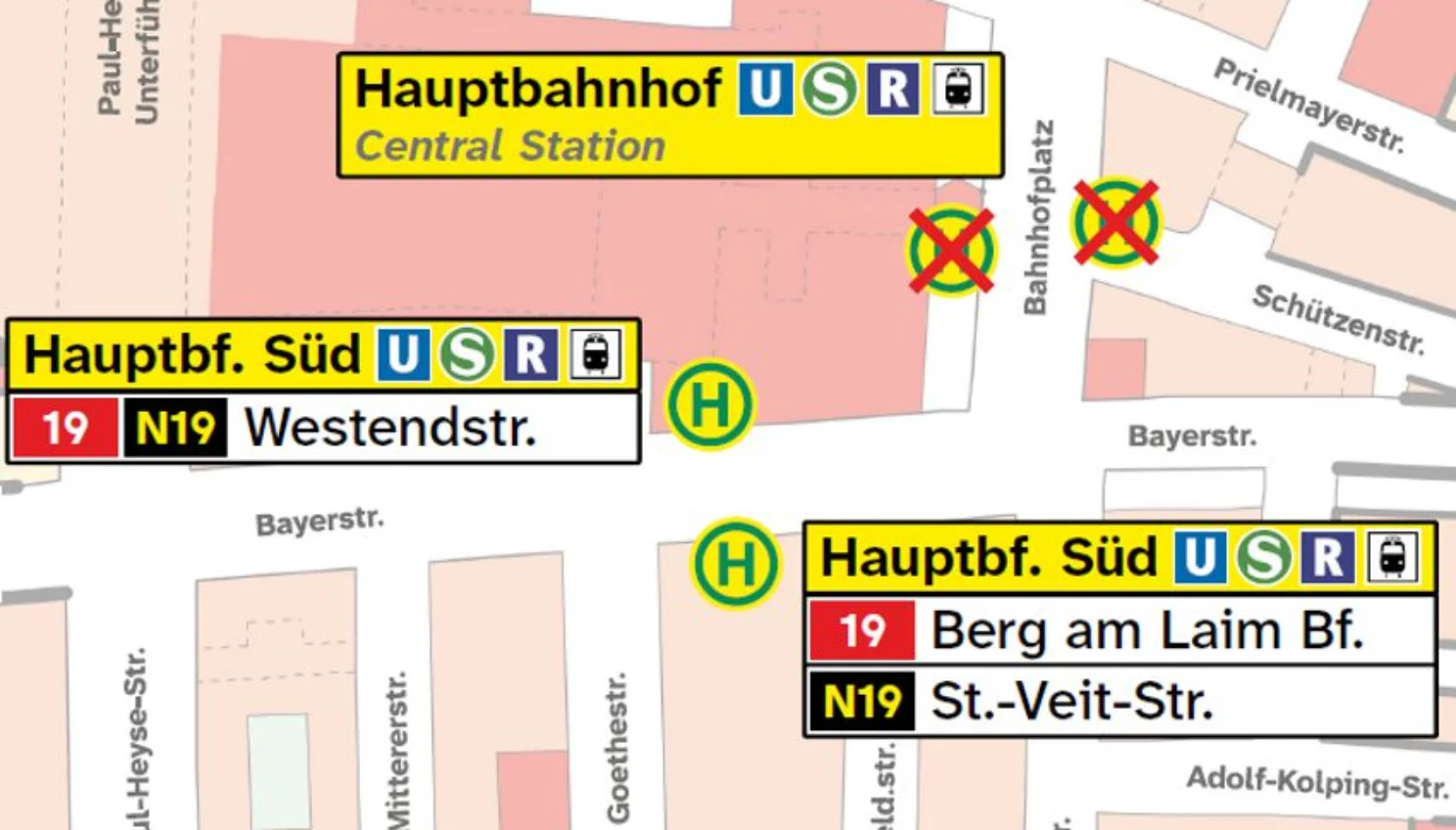 Hauptbahnhof / Central Station Grafische Haltestellenübersicht Hauptbahnhof / Central Station