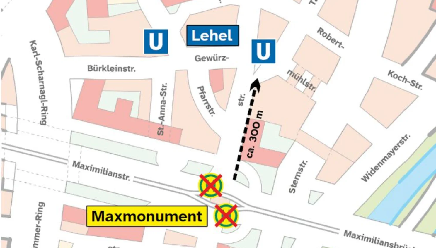 Maxmonument Grafische Haltestellenübersicht Maxmonument