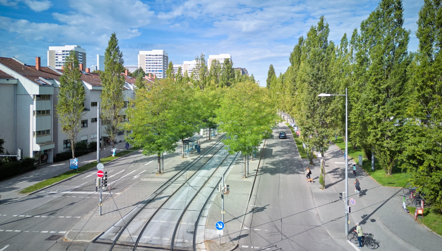 Tram-Haltestelle Cosimabad von oben